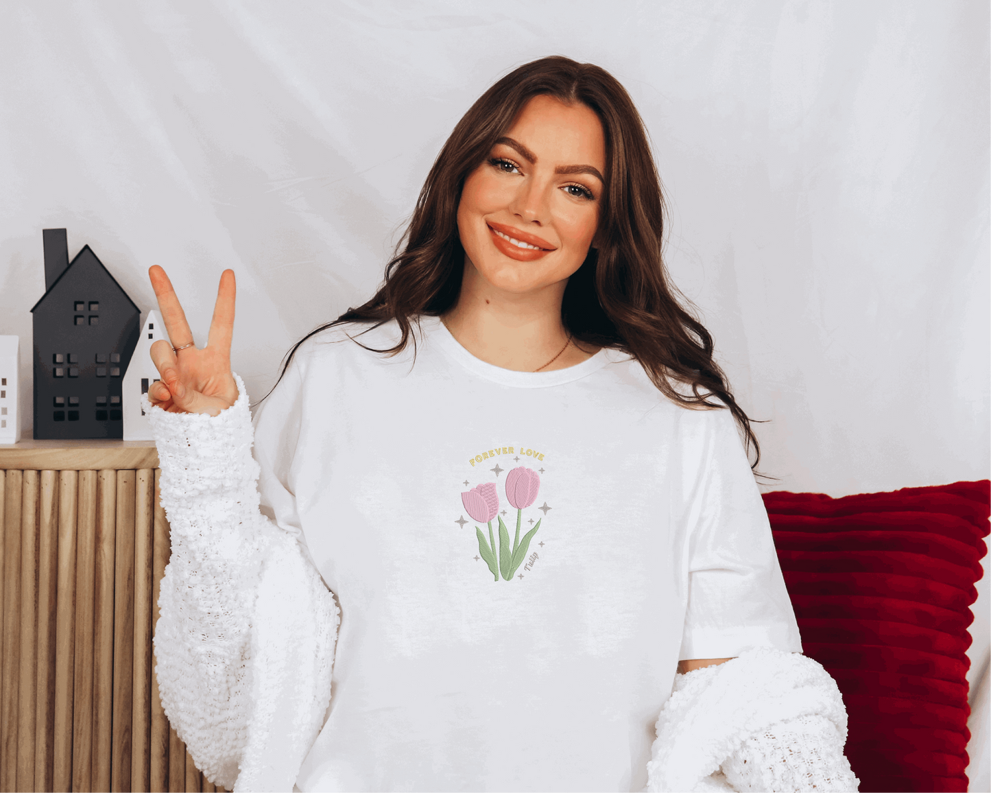 "Forever Love Tulip" Embroidered Tee