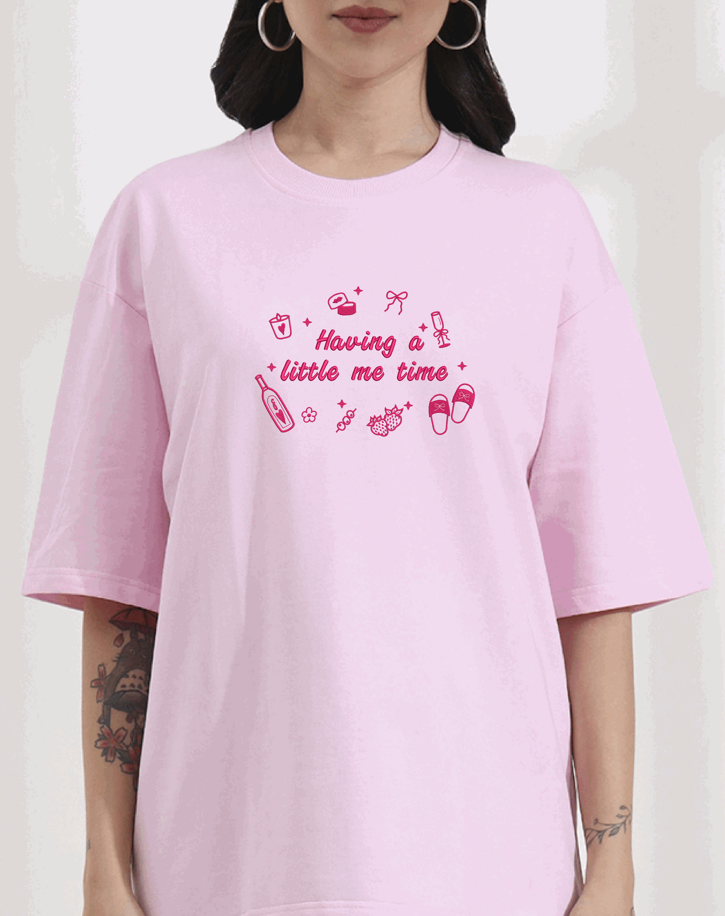 Having a Little Me Time Embroidered Oversized T-Shirt