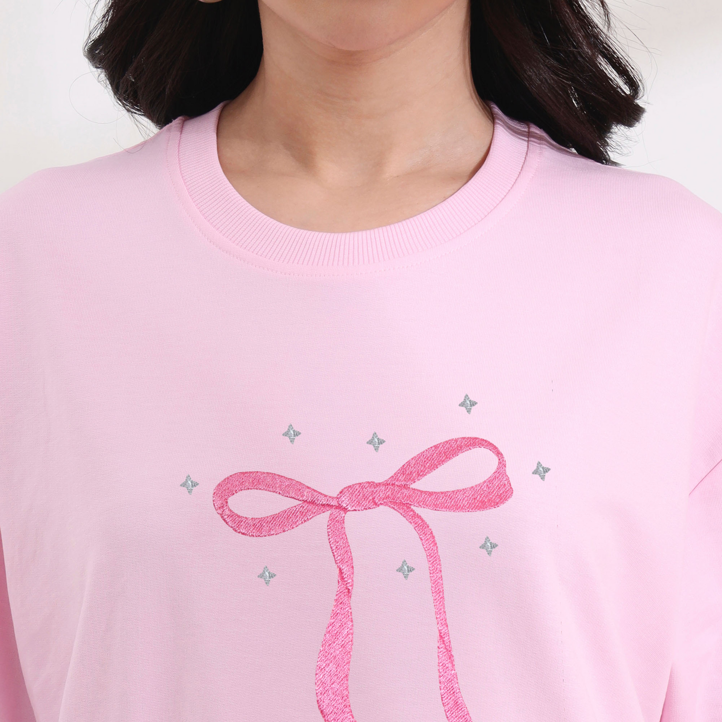 Dreamy Coquette Bow Embroidered T-Shirt