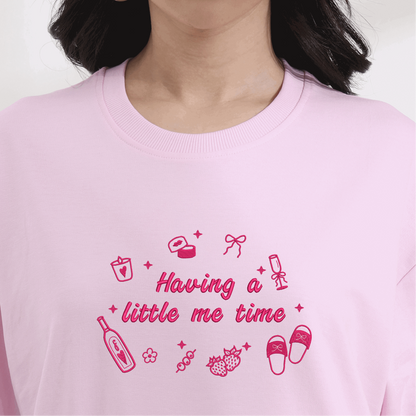 Having a Little Me Time Embroidered Oversized T-Shirt