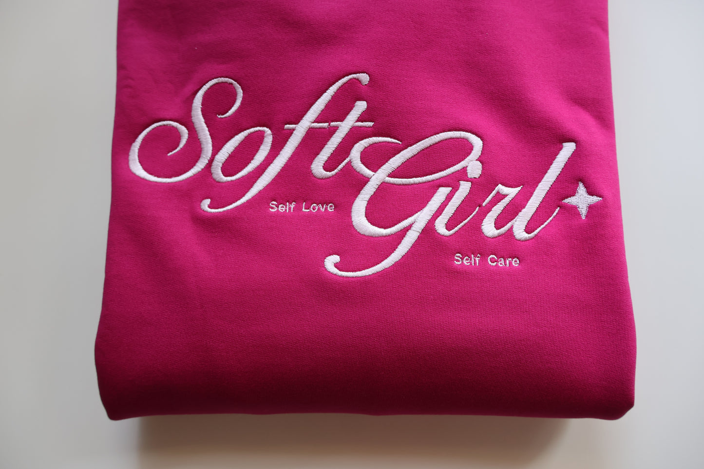Soft Girl Aesthetic Magenta Pink Embroidered Crewneck Sweatshirt | Self Love Self Care Jumper