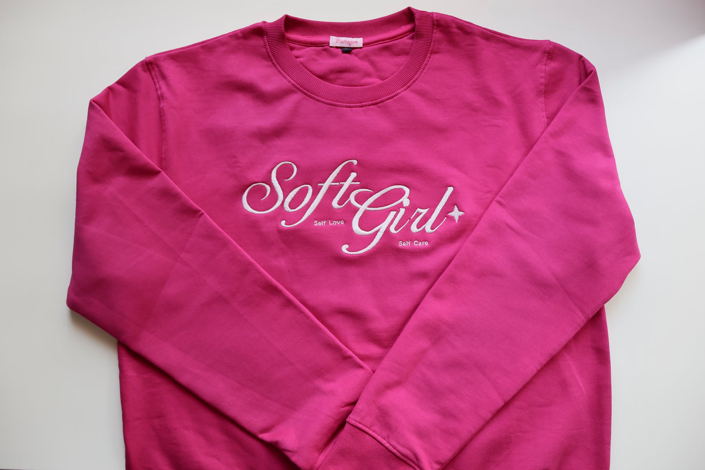 Soft Girl Aesthetic Magenta Pink Embroidered Crewneck Sweatshirt | Self Love Self Care Jumper