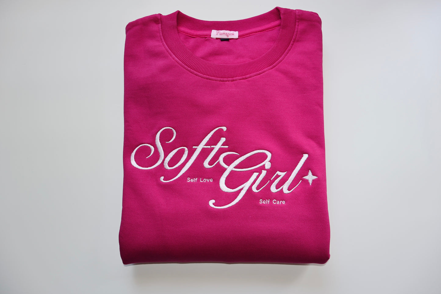Soft Girl Aesthetic Magenta Pink Embroidered Crewneck Sweatshirt | Self Love Self Care Jumper