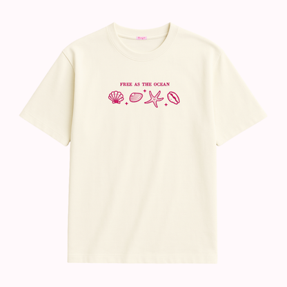 Free As The Ocean Embroidered T-Shirt