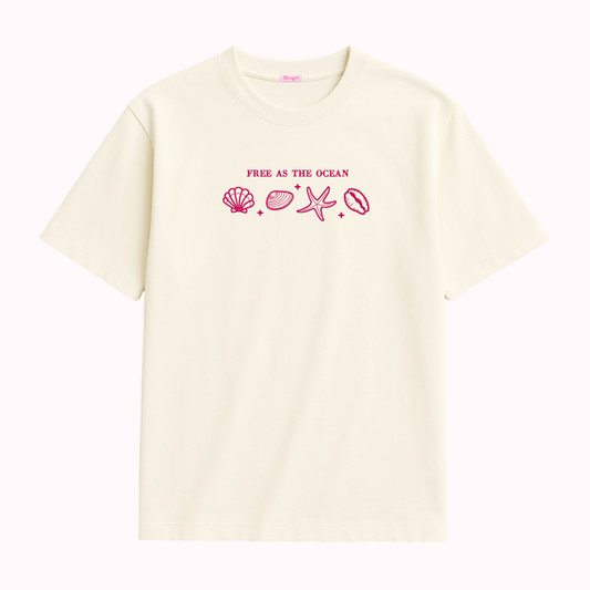 Free As The Ocean Embroidered T-Shirt
