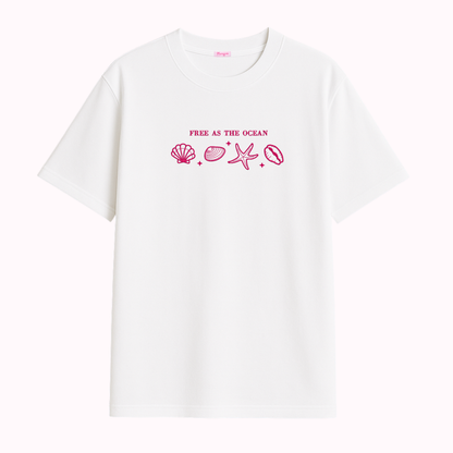 Free As The Ocean Embroidered T-Shirt