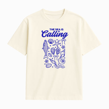 The Sea is Calling Embroidered T-Shirt