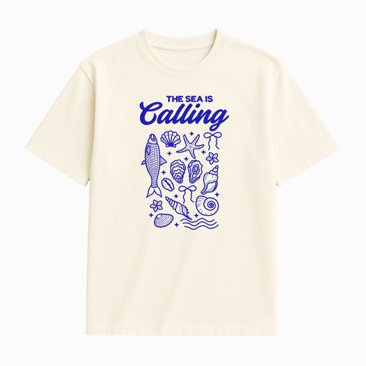The Sea is Calling Embroidered T-Shirt