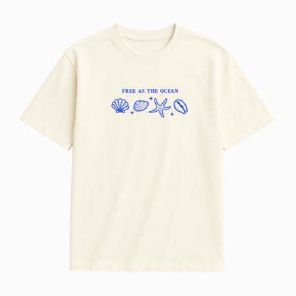 Free As The Ocean Embroidered T-Shirt