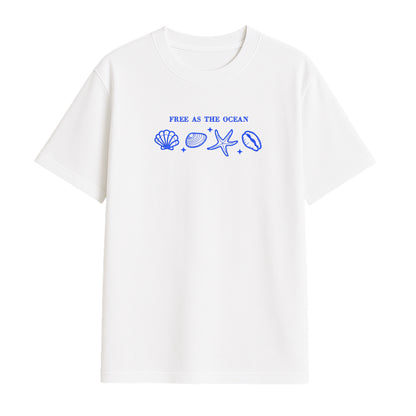 Free As The Ocean Embroidered T-Shirt