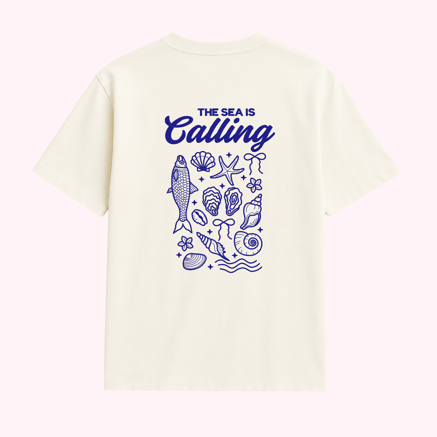 The Sea is Calling Embroidered T-Shirt