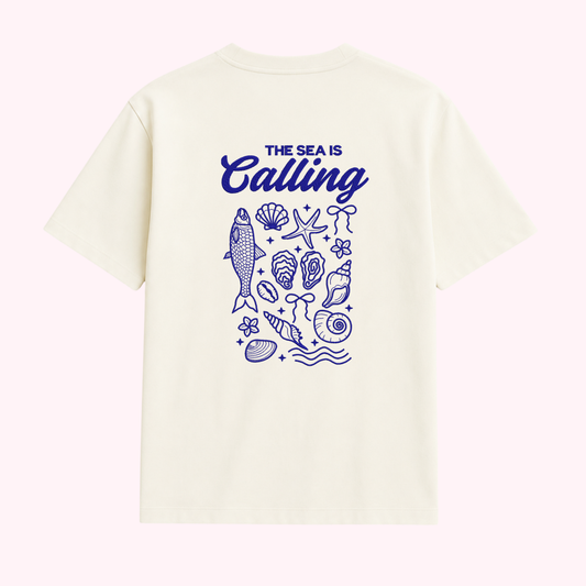 The Sea is Calling Embroidered T-Shirt