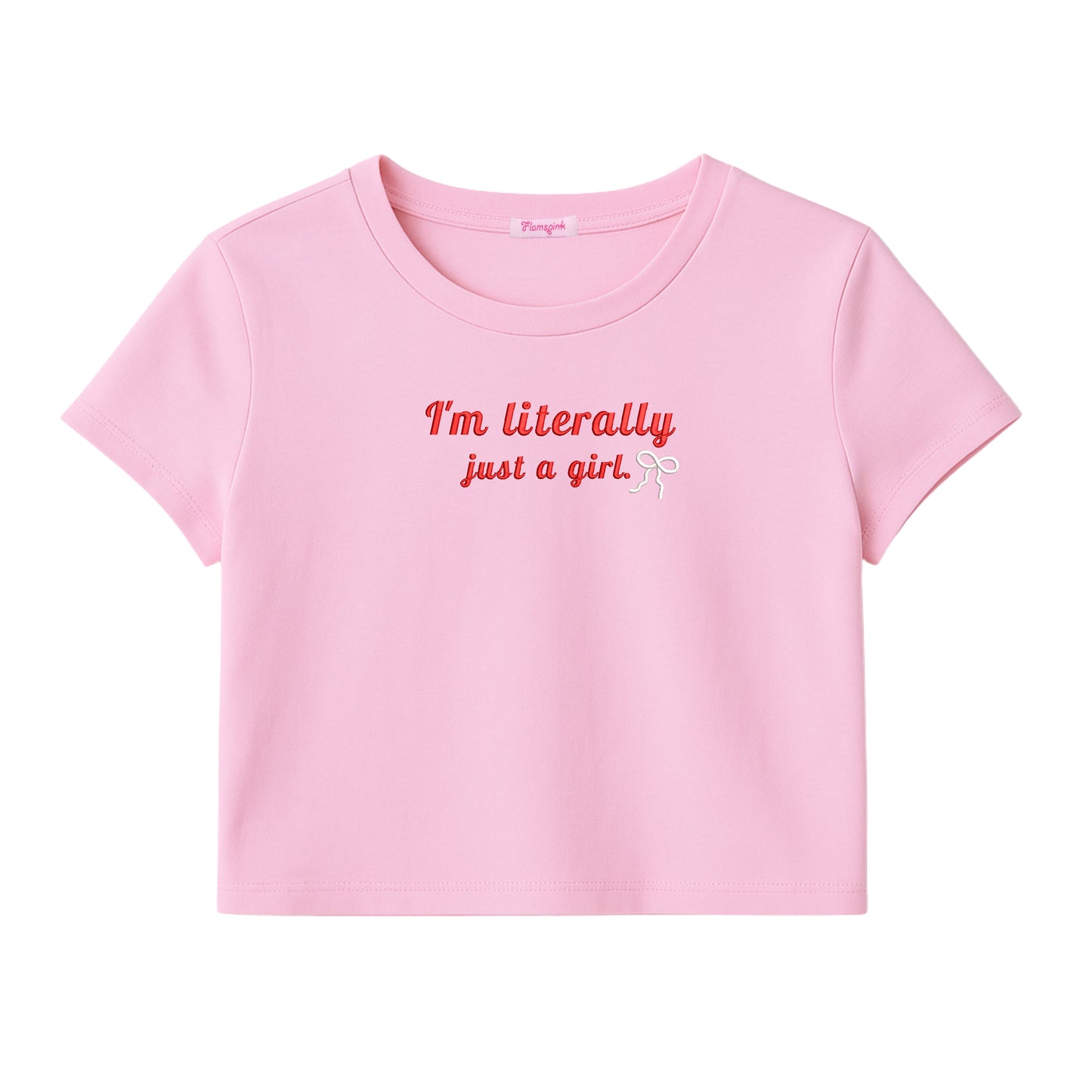 "I'm Literally Just a Girl" Embroidered Crop Top