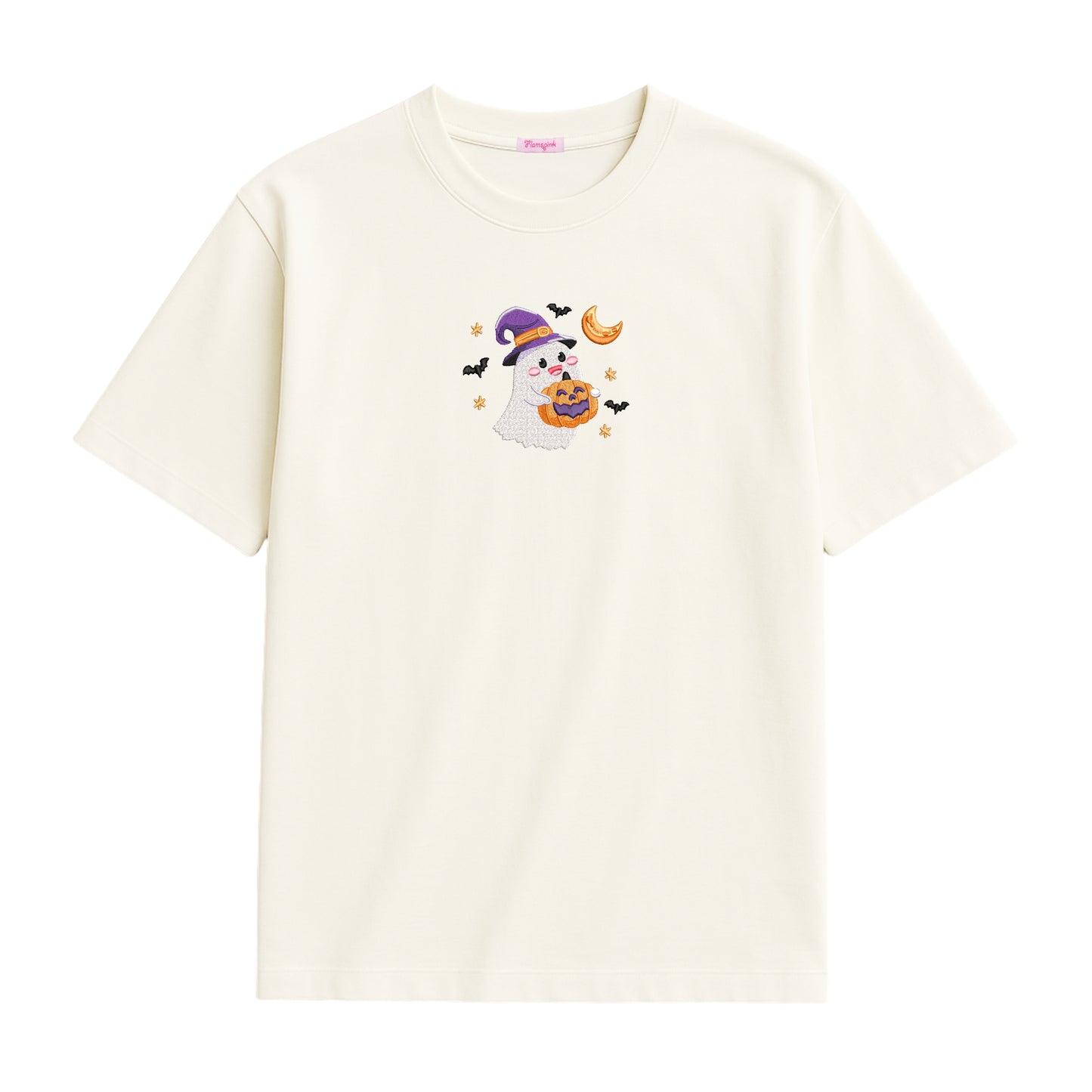 Embroidered Cute Ghost Halloween T-Shirt