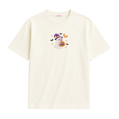 Embroidered Cute Ghost Halloween T-Shirt