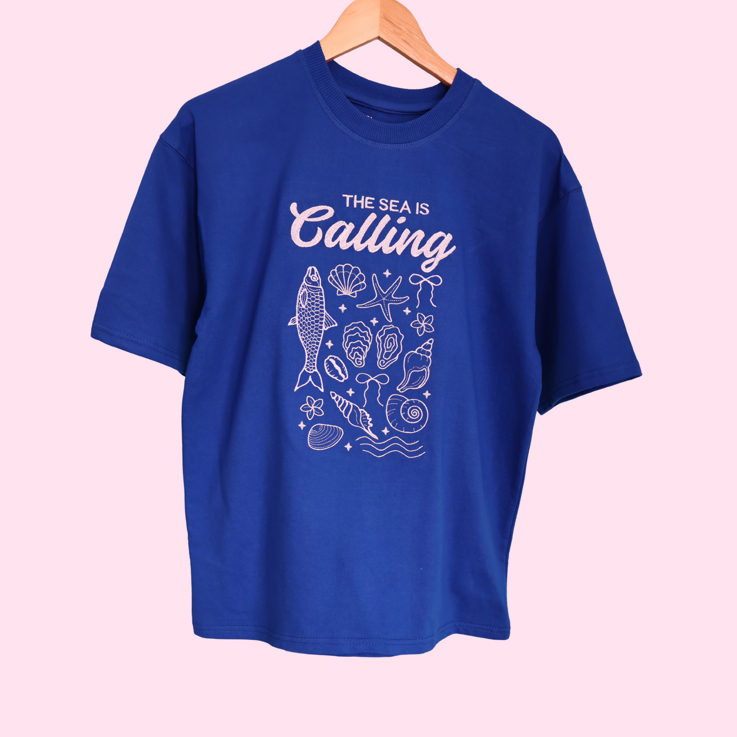 "The Sea Is Calling" Embroidered Tee