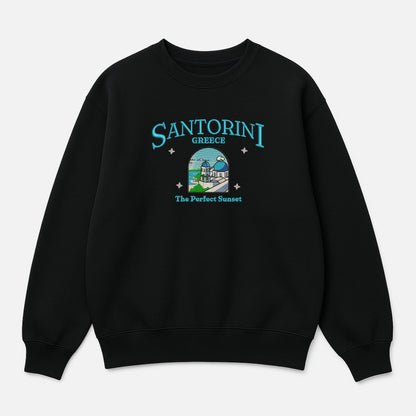 Santorini Dream Embroidered Sweatshirt - Your Cozy Escape to Greece!
