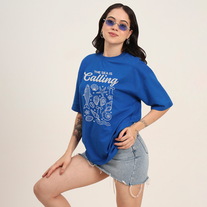 "The Sea Is Calling" Embroidered Tee